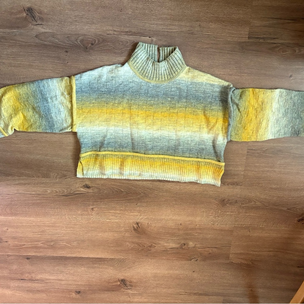 Striped Yellow and Gray Women's Sweater